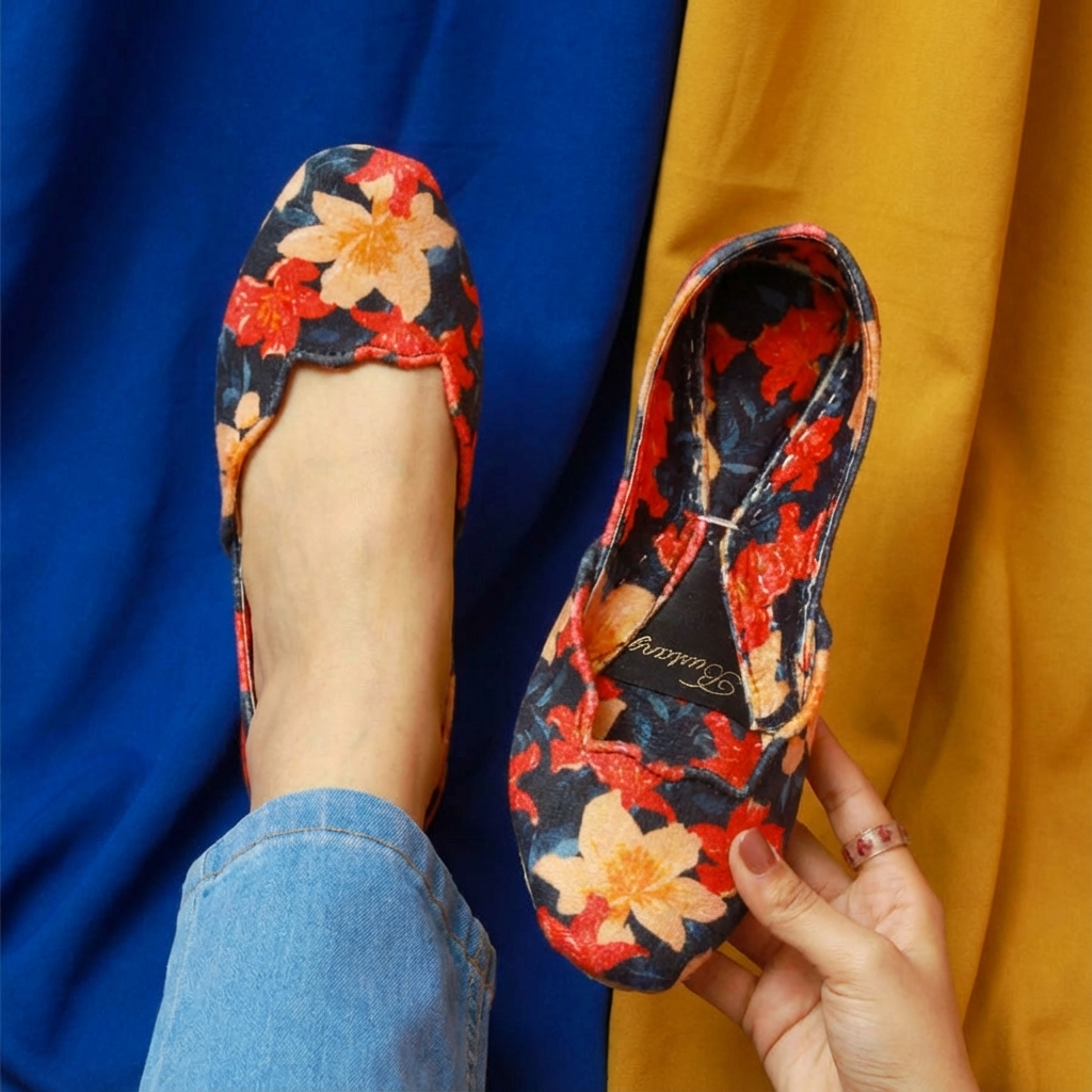 Printed Velvet Ladies Khussa – Soft & Comfortable Everyday Wear For Women
