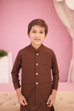 Elegant Maple Brown Kurta with Waistcoat For Boys