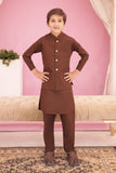 Elegant Maple Brown Kurta with Waistcoat For Boys