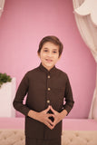 Elegant Rosewood Blended Suiting Waistcoat Ensemble For Boys