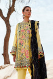 Zesty Lemon Lawn Thread Embroidered Unstitched Suit/Dress For Women