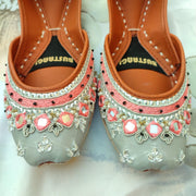 Anarkali Silver & Black Khussa For Women