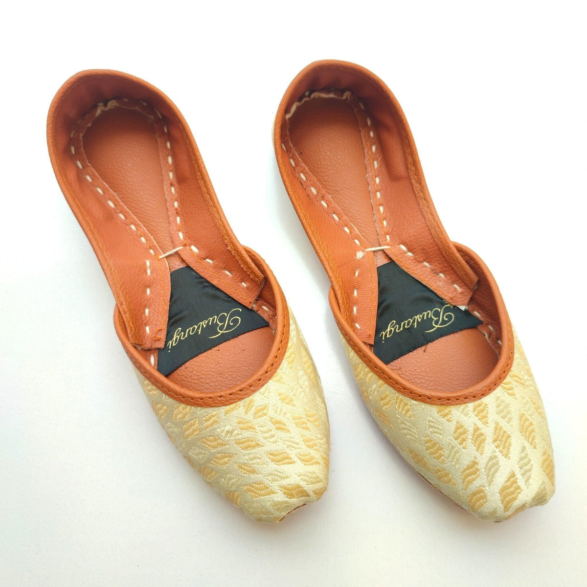 Golden Festive Casual Khussa For Women