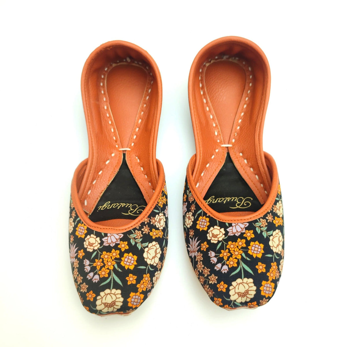 Black Freesia Floral Khussa For Women