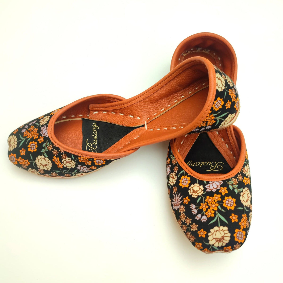 Black Freesia Floral Khussa For Women