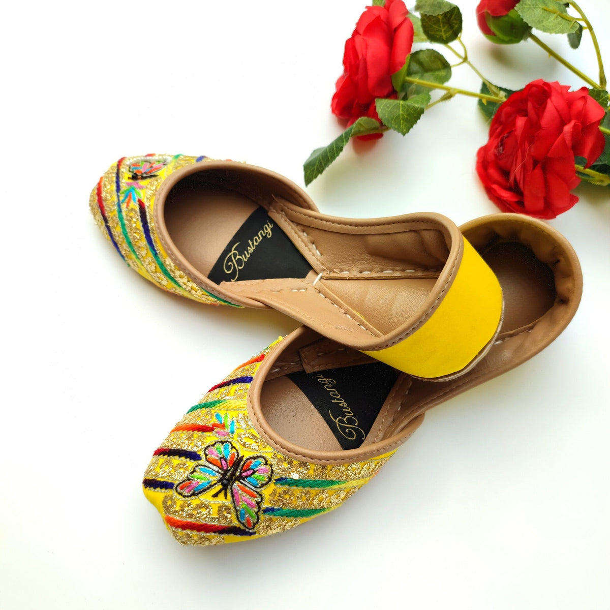 Yellow Butterfly Casual Khussa For Women
