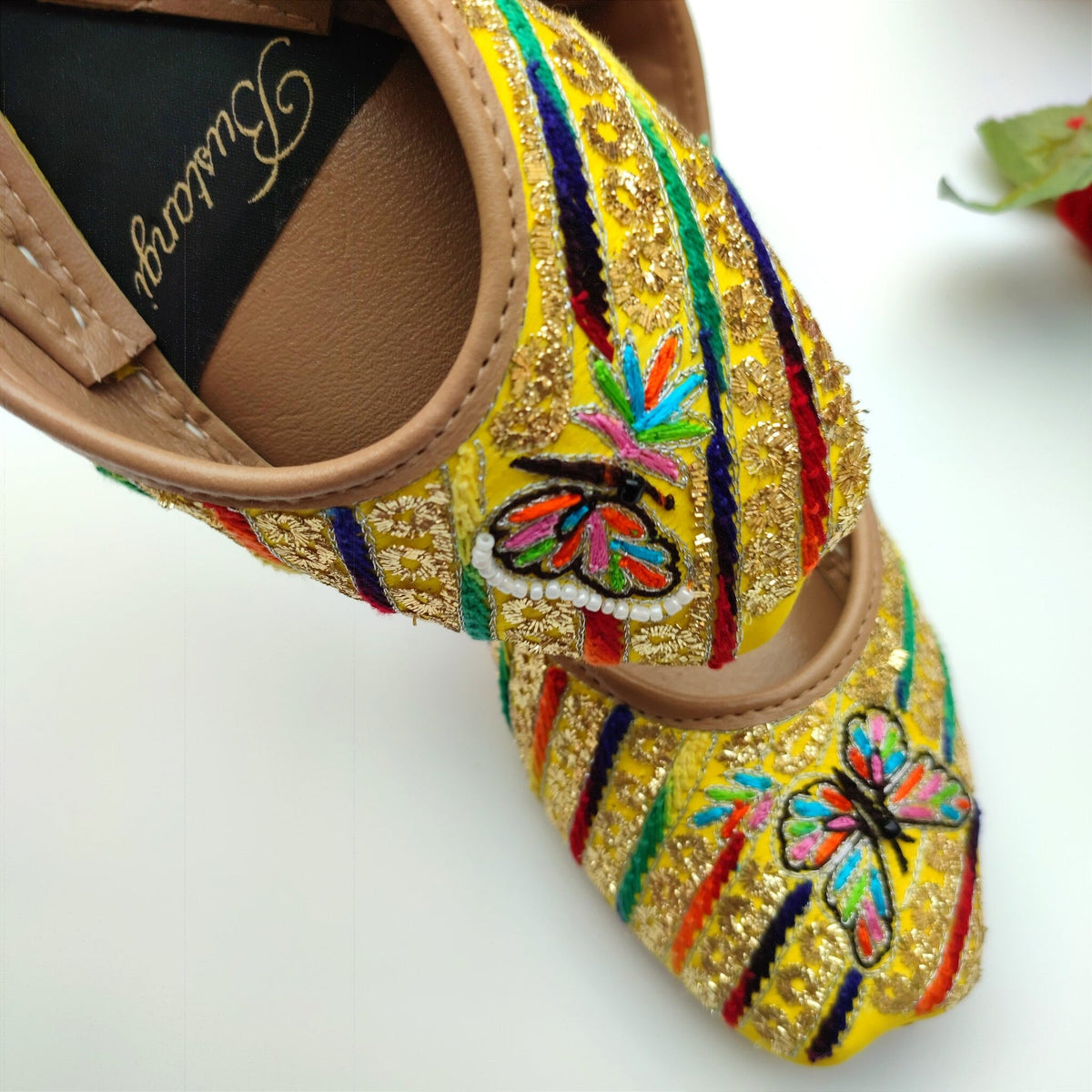 Yellow Butterfly Casual Khussa For Women