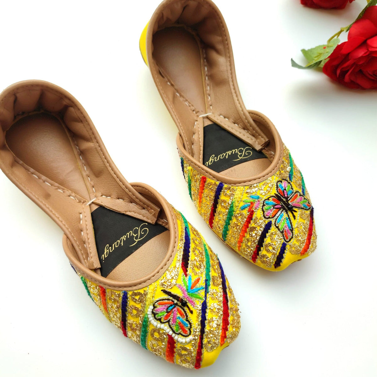Yellow Butterfly Casual Khussa For Women