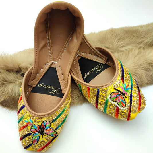 Yellow Butterfly Casual Khussa For Women