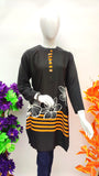 Black Printed Silk Kurti For Women