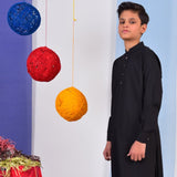 Black Wash & Wear Sherwani Collar Kurta Shalwar For Kids/Boys