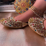 Multi-Color Pearl Embroidered Women Khussa