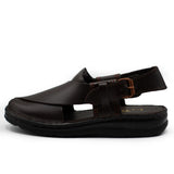 Blackish Brown Color Mild Leather Peshawari Sandals For Men