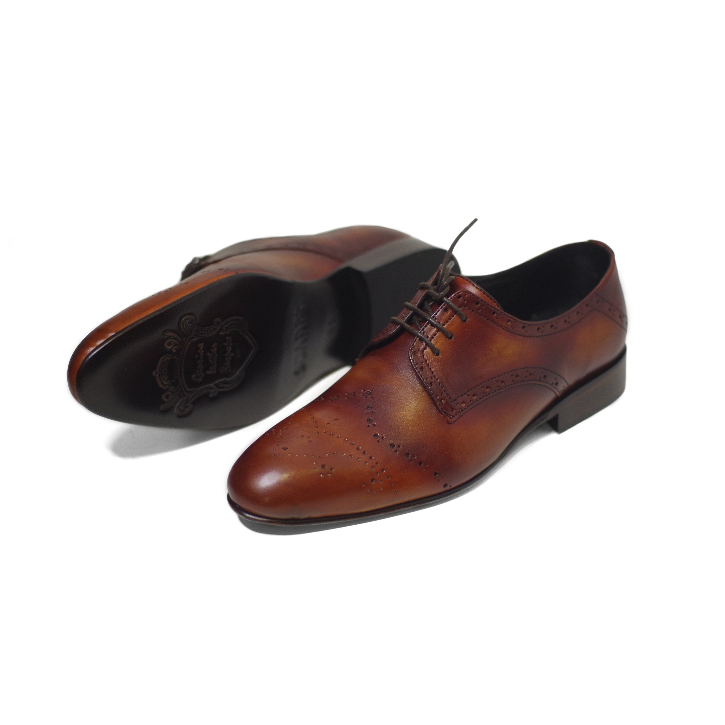 Hickory Color Supple Calf Leather Hand-Crafted Decadent Shoes For Men