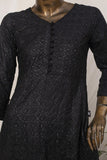 Floral Resham Thread Black Frock - Women Eastern Dress