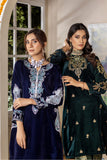 Blue Color Embroidered Velvet Shirt For Women