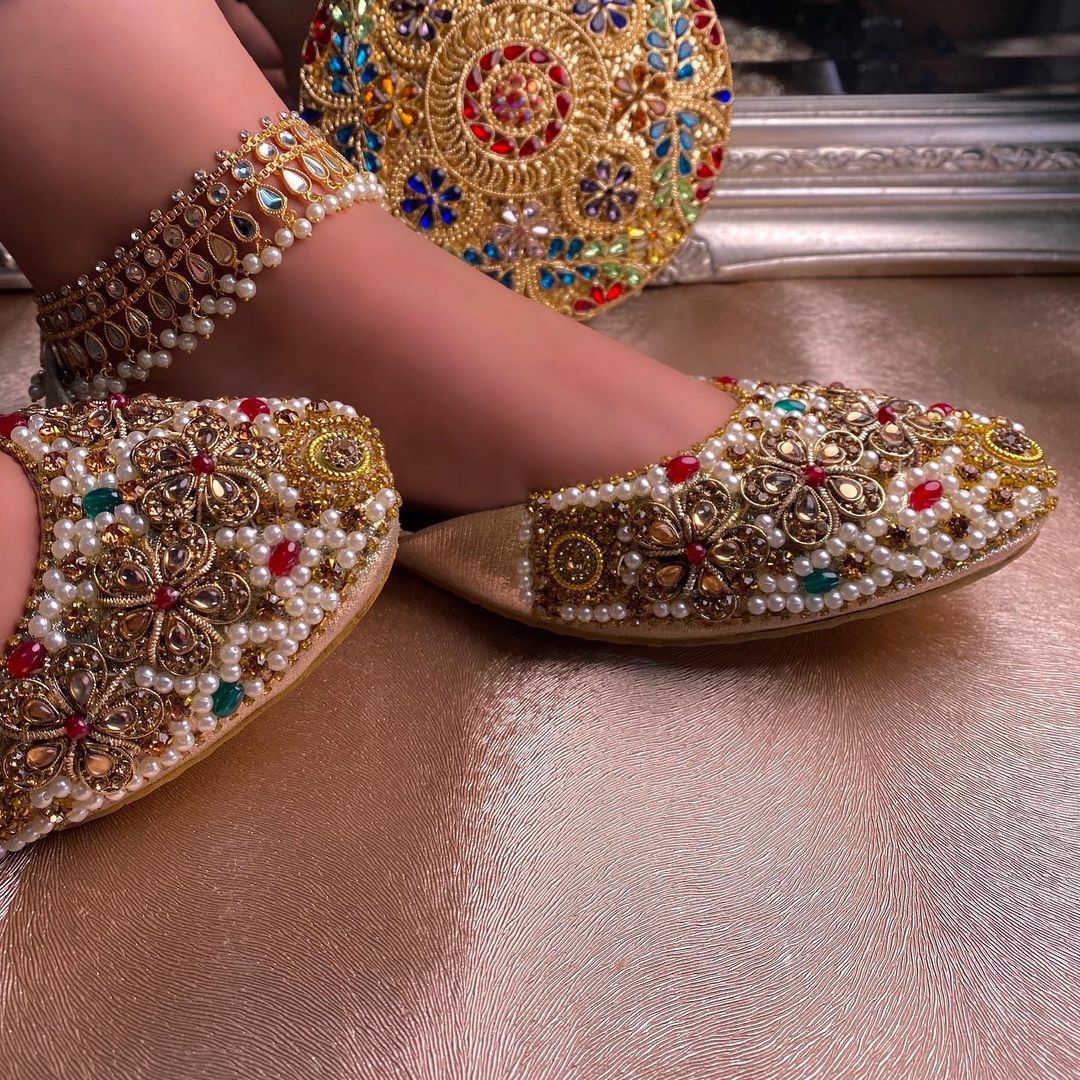 Multi-Color Pearl Embroidered Women Khussa