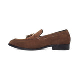 Camel Color With Tassels Luxurious Suede Antiquarian Loafers For Men