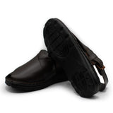 Blackish Brown Color Mild Leather Peshawari Sandals For Men