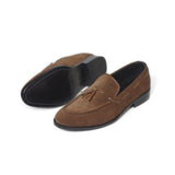 Camel Color With Tassels Luxurious Suede Antiquarian Loafers For Men
