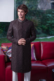 Dark-Brown Shiny Hand-Embroidery Groom Sherwani For Weddings