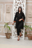 Women Elegant Black Shirt with Lace Belly Sleeves