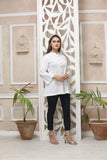 White Chicken Shirt With Black Trousers - Women Dress