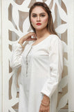 White Cotton with Champa Lace - Women Dress