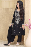 Charming Black Color Jacquard Fabric Embroidered Dresses For Girls