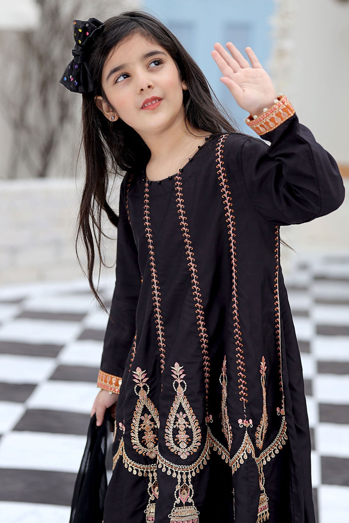 Black Embroidered Dresses For Girls