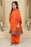 Orange Color Maroon Hues Embroidered Dresses For Girls