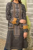 Grey Black Color Printed Khaddar Kurti/Shirt For Women