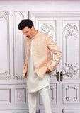 Apricot Color Masoori Punching-Embroidered Prince Coat For Men