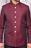 Maroon Color Jamawar Prince Coat For Men