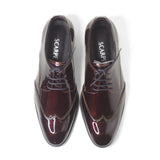 Burgundy Color Calf Leather Hand-Crafted Obsidian Shoes For Men
