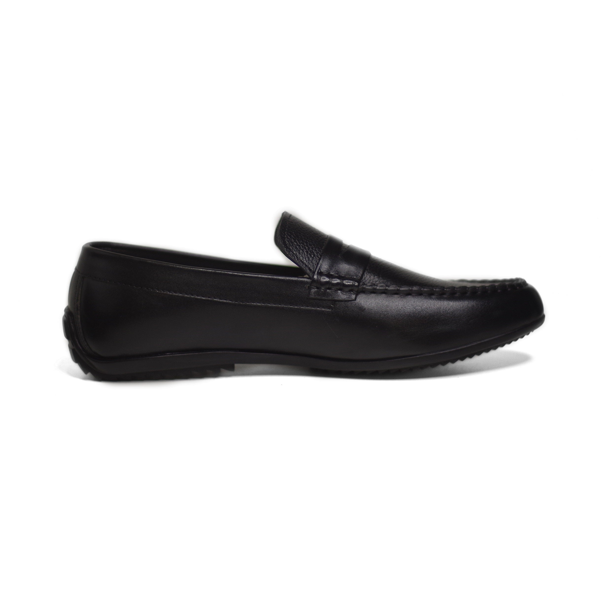 Black Grainy Leather Hand-Crafted Emperor Shoes/Loafers For Men