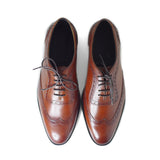 Brogue Calf Leather With Cognac Texture Hand-Crafted Jasper Shoes For Men