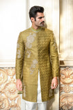 Golden Hand-Embroidery Groom Short-Style Sherwani For Weddings/Festive