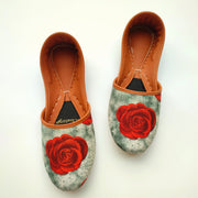 Rose Orange & Green Casual Khussa For Women