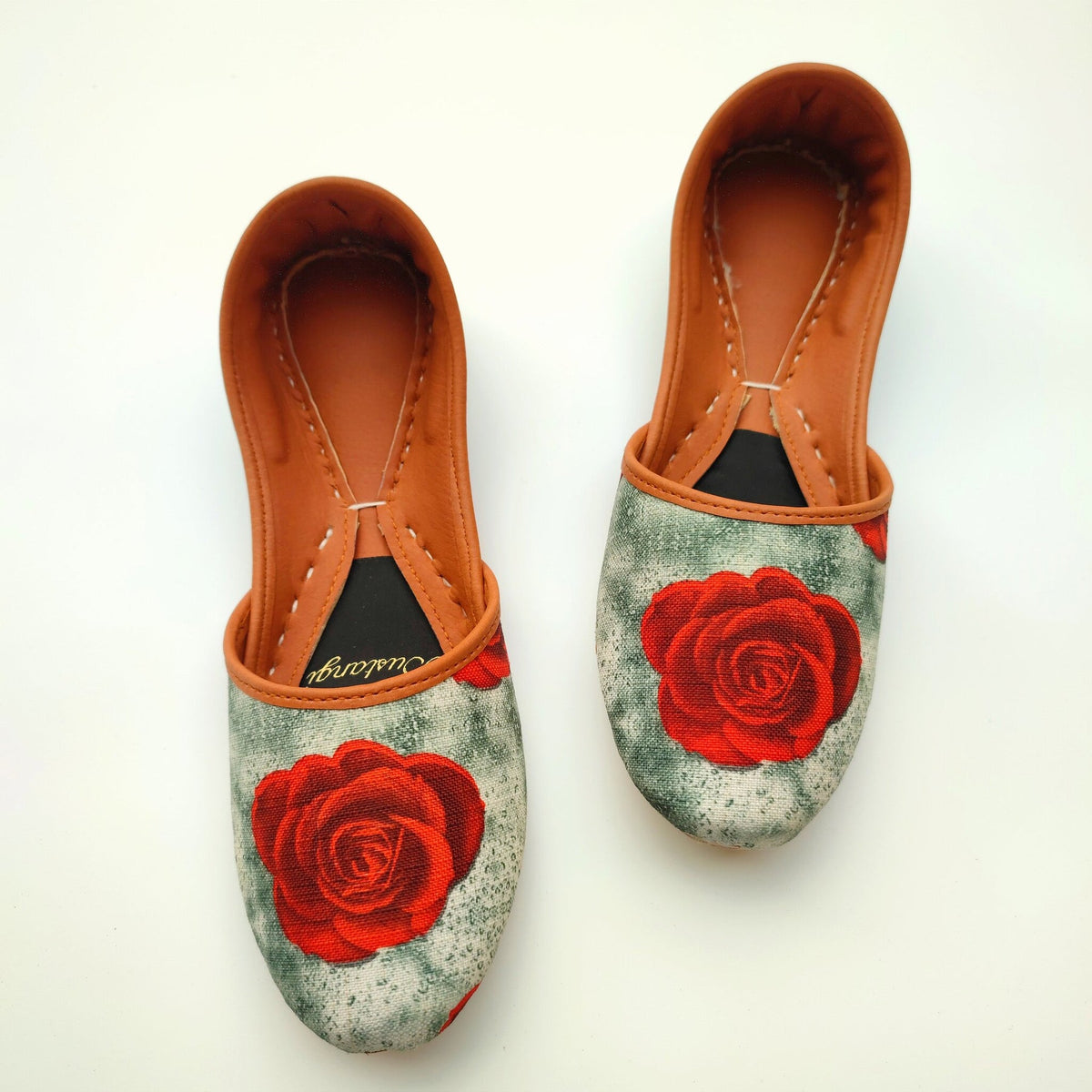 Rose Orange & Green Casual Khussa For Women