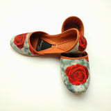 Rose Orange & Green Casual Khussa For Women