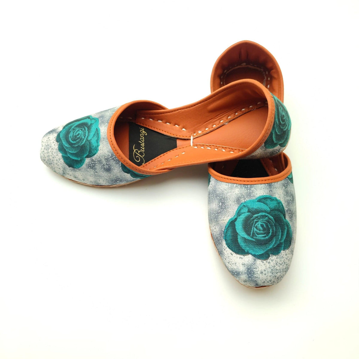 Rose Orange & Green Casual Khussa For Women