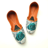 Rose Orange & Green Casual Khussa For Women