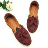 Bow Collection Olive, Brown, Black, Maroon, Blue & Camel Khussa For Women