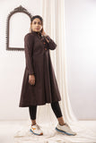 Brown Check Coat with Black Tights - Women Dress
