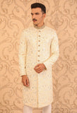Off-White Masoori Hand-Embroidery Groom Sherwani For Weddings/Festive
