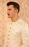 Off-White Masoori Hand-Embroidery Groom Sherwani For Weddings/Festive