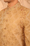 Golden Masoori Hand-Embroidery Groom Sherwani For Weddings/Festive