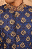 Blue Jamwar Hand-Embroidery Groom Sherwani For Weddings/Festive