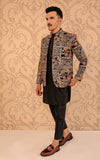 Multi Color Masoori Machine-Embroidered Prince Coat For Men